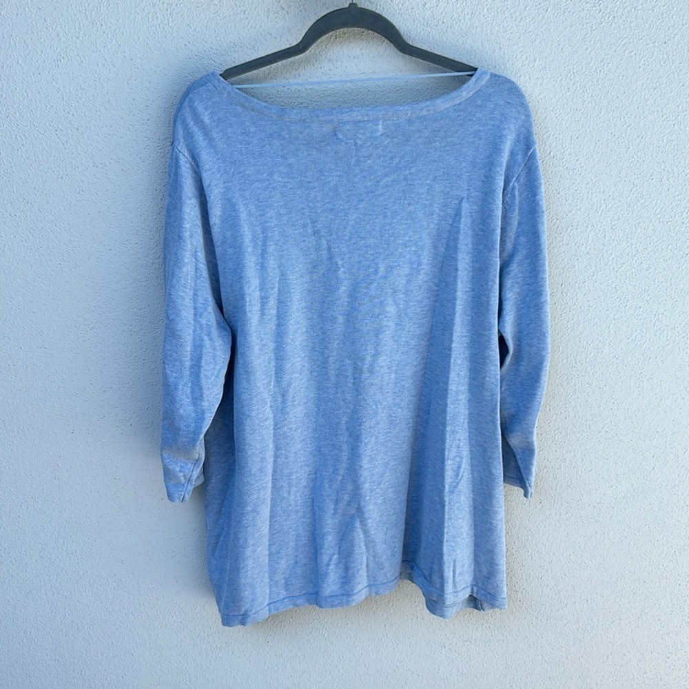NWT Woman’s Karen Scott Pointelle Sweater Light Heather Blue Plus Size 2X - Picture 6 of 6